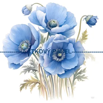 Látkový panel - Vlčí mák modrý - KYT-90 Velikost: 30x30cm, Materiál: Bavlna