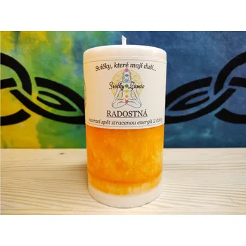 Svíčka 10,5 x 6 Válec bílo-oranžový (2. čakra) RADOSTNÁ