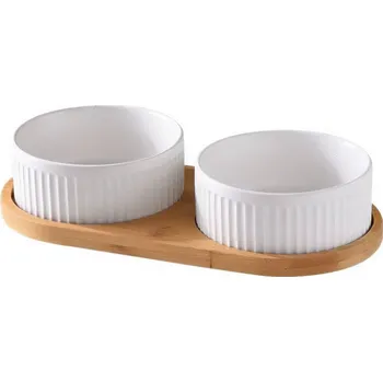 Miska pro psa Sada keramických misek s podložkou Muncher 400 až 850 ml bílá Velikost: M