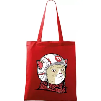Nákupní taška Moto kocour - Taška bavlněná - 42 x 38 cm ( Červená )