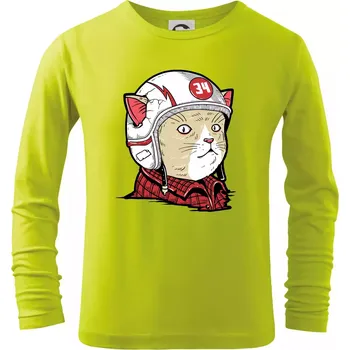 Chlapecké tričko Moto kocour - Triko dětské Long Sleeve - 122 cm/6 let ( Limetková )