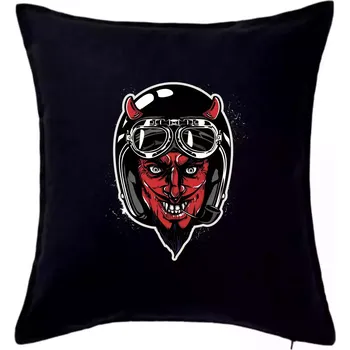 Polštář Ďábel motorkář - Polštář 50x50 - 50x50 - Včetně výplně ( Černá )