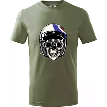 Moto helma letec - Tričko dětské bavlněné - 146 cm/10 let ( Khaki )