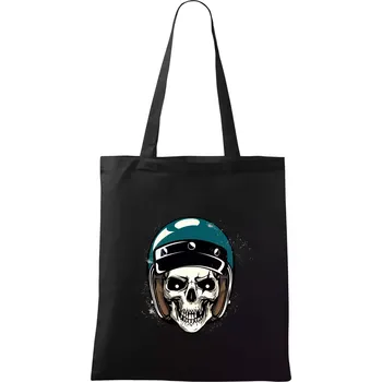 Nákupní taška Moto helma modrá - Taška bavlněná - 42 x 38 cm ( Černá )