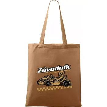 Nákupní taška Motokára závodník - Taška bavlněná - 42 x 38 cm ( Cappuccino )
