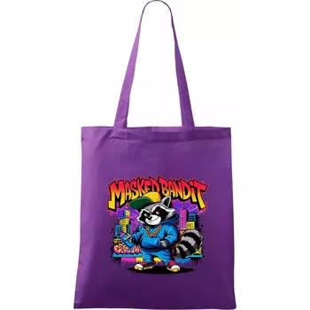 Nákupní taška Mýval - masked bandit grafitti - Taška bavlněná - 42 x 38 cm ( Fialová )