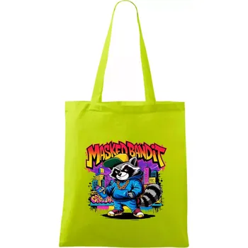 Mýval - masked bandit grafitti - Taška bavlněná - 42 x 38 cm ( Limetková )