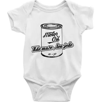 Kojenecký body Motor Oil - kdo maže - Body kojenecké s krátkým rukávem - Krátký r. do 3 měs ( Bílá )