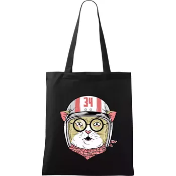 Nákupní taška Moto kočka - Taška bavlněná - 42 x 38 cm ( Černá )