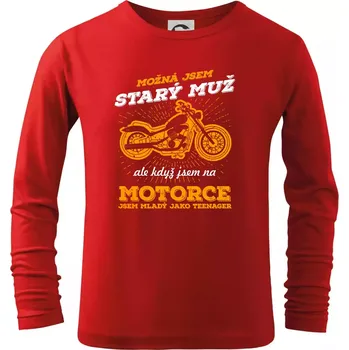 Chlapecké tričko Motorkář - možná jsem starý - Triko dětské Long Sleeve - 122 cm/6 let ( Červená )