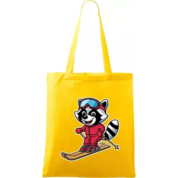 Nákupní taška Mýval na lyžích - kreslený - Taška bavlněná - 42 x 38 cm ( Žlutá )
