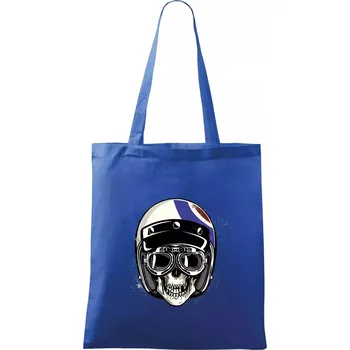 Nákupní taška Moto helma letec - Taška bavlněná - 42 x 38 cm ( Královská modrá )