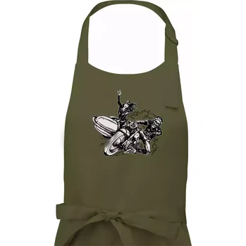 Kuchyňská zástěra Motorka se sajdkou - Pánská zástěra na vaření - Univerzální velikost ( Khaki )