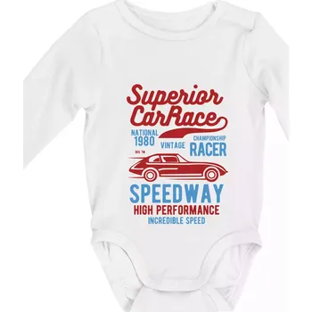 Kojenecký body Superior Car Race - Body kojenecké s dlouhým rukávem - Dlouhý r. do 3 měs ( Bílá )