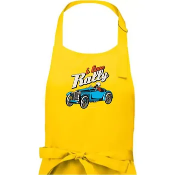 Kuchyňská zástěra I Love Rally - Pánská zástěra na vaření - Univerzální velikost ( Žlutá )