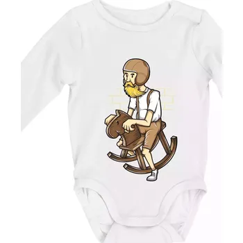 Kojenecký body Starý jezdec - Body kojenecké s dlouhým rukávem - Dlouhý r. 3-6 měs ( Bílá )
