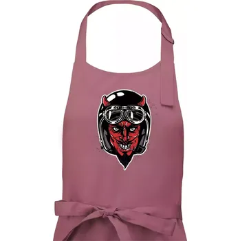 Kuchyňská zástěra Ďábel motorkář - Dámská zástěra na vaření - Univerzální velikost ( Starorůžová )