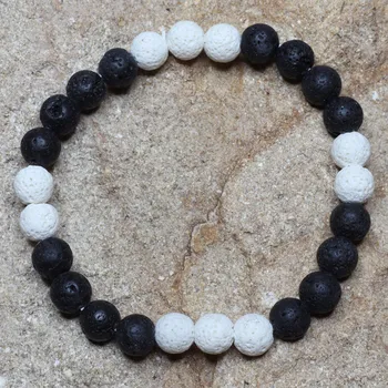Náramek Náramek - Láva (bílá-černá) kulička 8 mm pánský