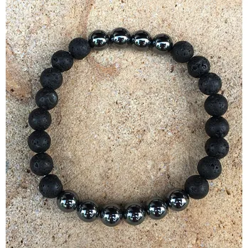 Náramek Náramek - Láva s hematitem kulička 8 mm pánský