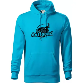 Pánská mikina Ať fouká - Mikina pánská Cape s kapucí - M ( Světlý tyrkys )