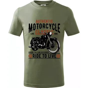 Authentic classic ride to live - Tričko dětské bavlněné - 146 cm/10 let ( Khaki )