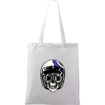 Nákupní taška Moto helma letec - Taška bavlněná - 42 x 38 cm ( Bílá )