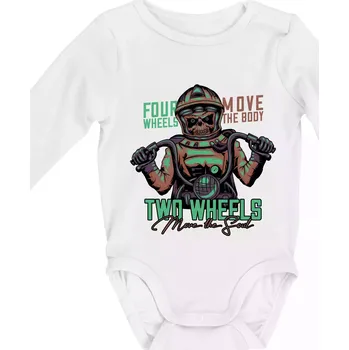 Kojenecký body Two Wheels Move the Soul - Body kojenecké s dlouhým rukávem - Dlouhý r. do 3 měs ( Bílá )