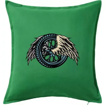Polštář Moto kolo s křídly - Polštář 50x50 - 50x50 - Pouze potah ( Středně zelená )