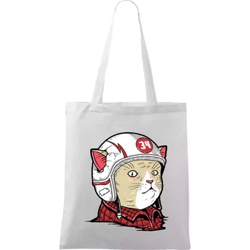 Moto kocour - Taška bavlněná - 42 x 38 cm ( Bílá )