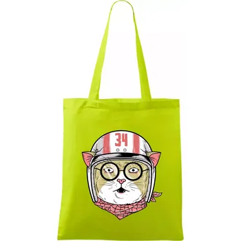 Moto kočka - Taška bavlněná - 42 x 38 cm ( Limetková )