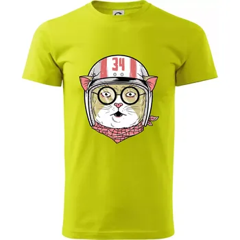 Moto kočka - Klasické pánské triko vyšší gramáže - 4XL ( Limetková )