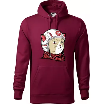 Pánská mikina Moto kocour - Mikina pánská Cape s kapucí - XL ( Garnet )