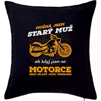 Polštář Motorkář - možná jsem starý - Polštář 50x50 - 50x50 - Pouze potah ( Černá )