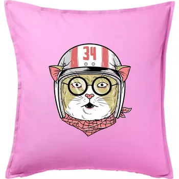 Polštář Moto kočka - Polštář 50x50 - 50x50 - Pouze potah ( Růžová )