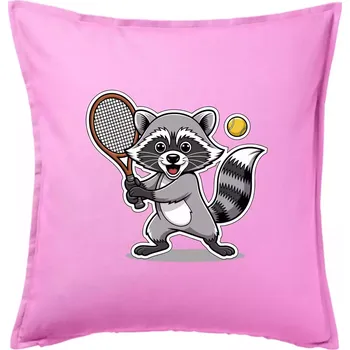 Polštář Mýval hraje tenis kreslený - Polštář 50x50 - 50x50 - Pouze potah ( Růžová )