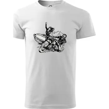 Pánské tričko Motorka se sajdkou - Triko extra velké (5-8XL) - 8XL ( Bílá )