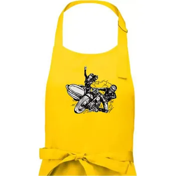 Kuchyňská zástěra Motorka se sajdkou - Dámská zástěra na vaření - Univerzální velikost ( Žlutá )