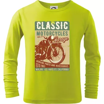 Dětská móda Moto garage malibu - Triko dětské Long Sleeve - 134 cm/8 let ( Limetková )