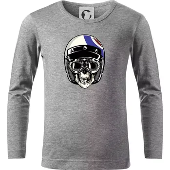 Chlapecké tričko Moto helma letec - Triko dětské Long Sleeve - 122 cm/6 let ( Tmavě šedý melír )