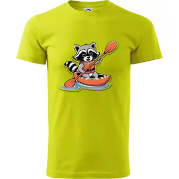 Pánské tričko Mýval v kajaku kreslený - Klasické pánské triko vyšší gramáže - 2XL ( Limetková )