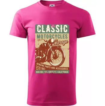Moto garage malibu - Klasické pánské triko vyšší gramáže - S ( Purpurová )