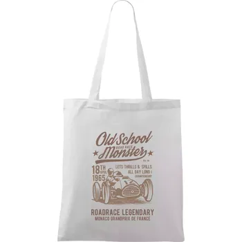 Old School Road Race Monster - Taška bavlněná - 42 x 38 cm ( Bílá )