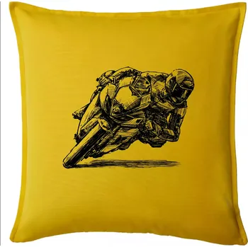 Polštář Motorkář skica - Polštář 50x50 - 50x50 - Pouze potah ( Žlutá )