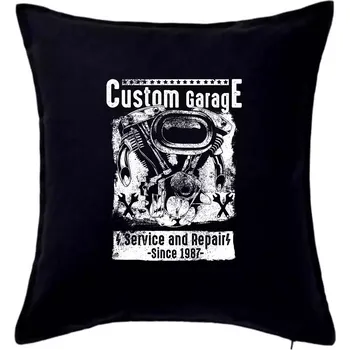 Polštář Custom Motorcycle Garage - Polštář 50x50 - 50x50 - Pouze potah ( Černá )