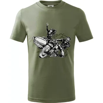 Motorka se sajdkou - Tričko dětské bavlněné - 134 cm/8 let ( Khaki )
