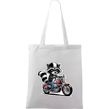 Mýval na motorce kreslený - Taška bavlněná - 42 x 38 cm ( Bílá )