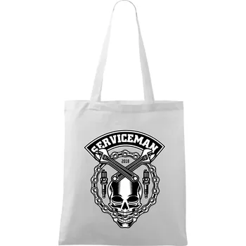 Lebka serviceman - Taška bavlněná - 42 x 38 cm ( Bílá )