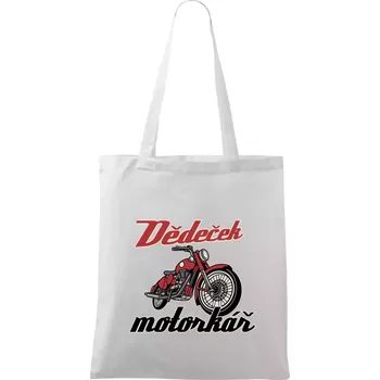 Nákupní taška Dědeček motorkář - Taška bavlněná - 42 x 38 cm ( Bílá )