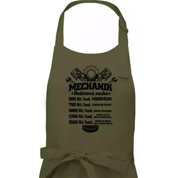 Kuchyňská zástěra Mechanik - hodinová sazba - Dámská zástěra na vaření - Univerzální velikost ( Khaki )