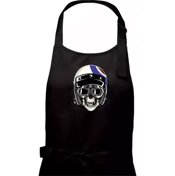 Kuchyňská zástěra Moto helma letec - Pánská zástěra na vaření - Univerzální velikost ( Černá )